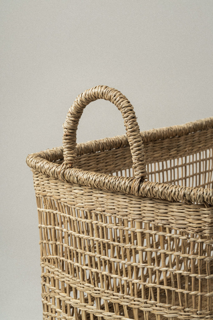Large Salema Rectangular Seagrass Basket with Handles - Large Salema Rectangular Seagrass Basket with Handles