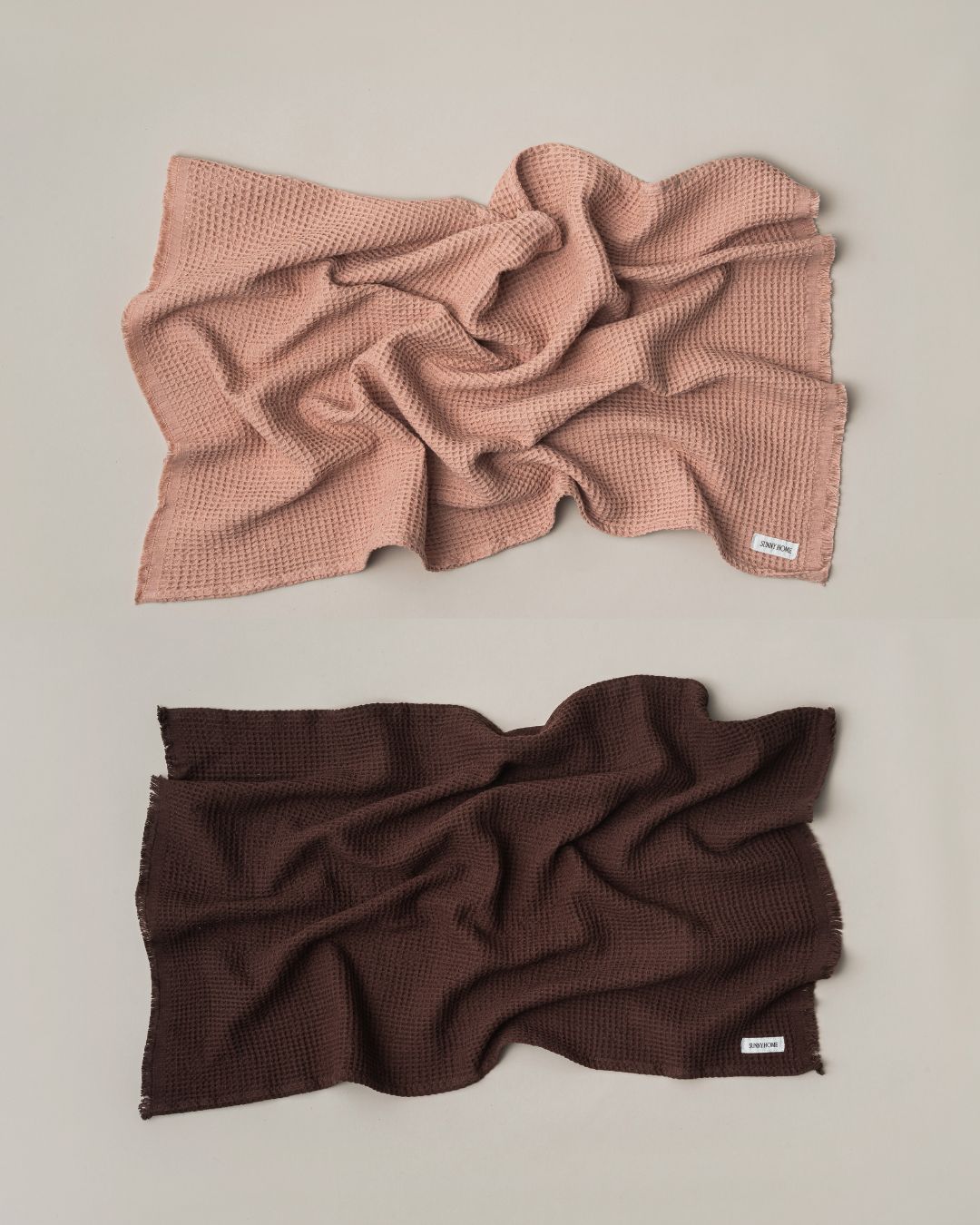 Everyday Waffle Towels Set of 4 - dusty rose - umber brown