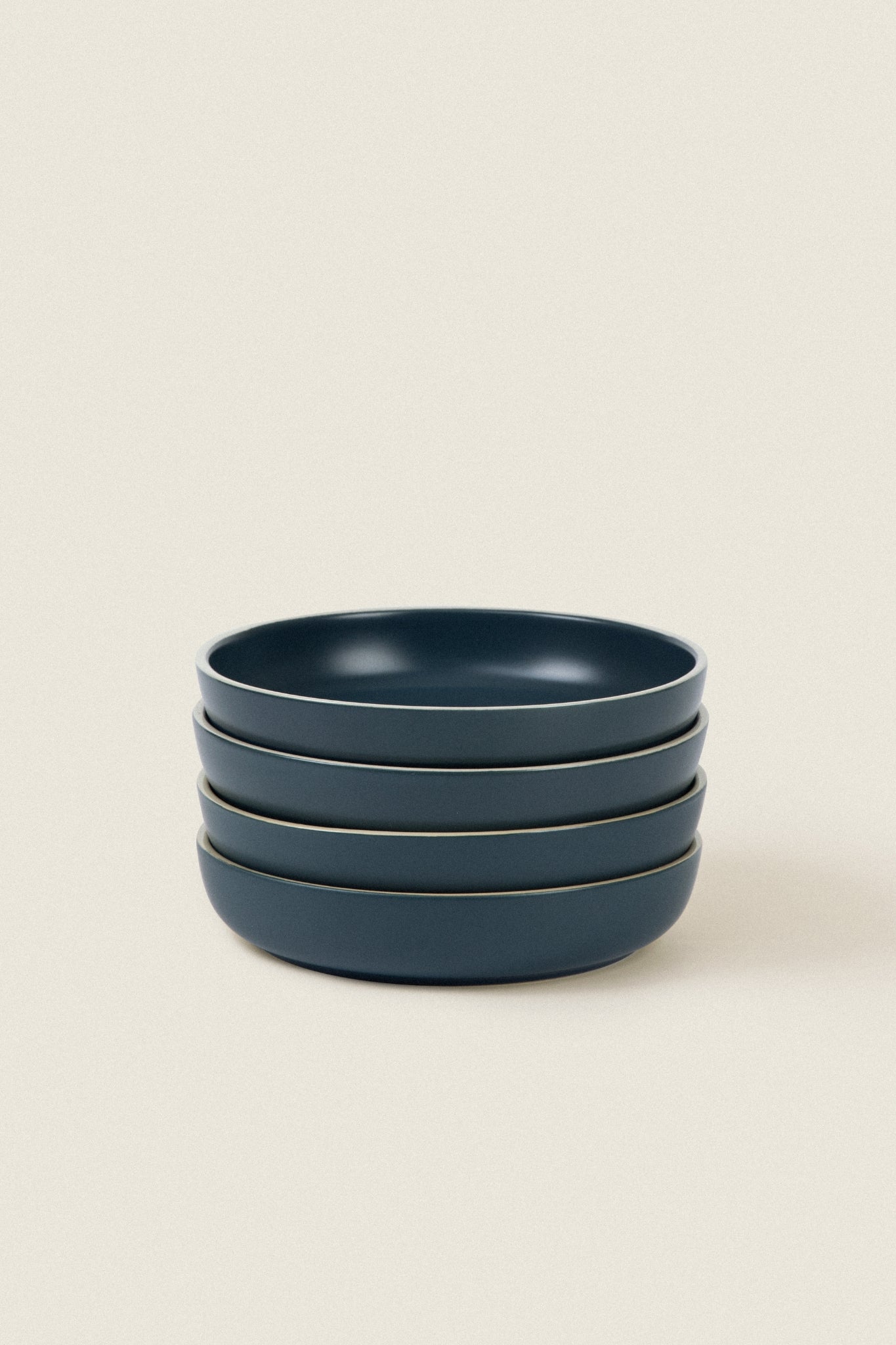 Matte Ceramic Deep Plates (Set of 4) - midnight blue