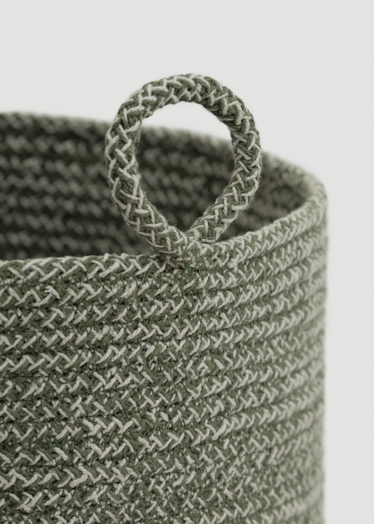 Green Melange Loops Cotton Rope Baskets - Green Melange Loops Cotton Rope Baskets