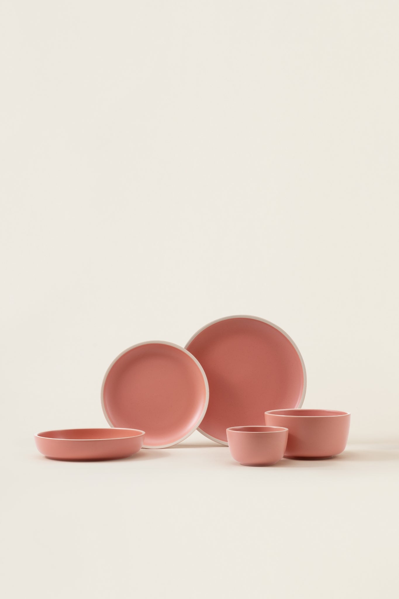 Matte Ceramic Deep Plates (Set of 4) - dusty pink