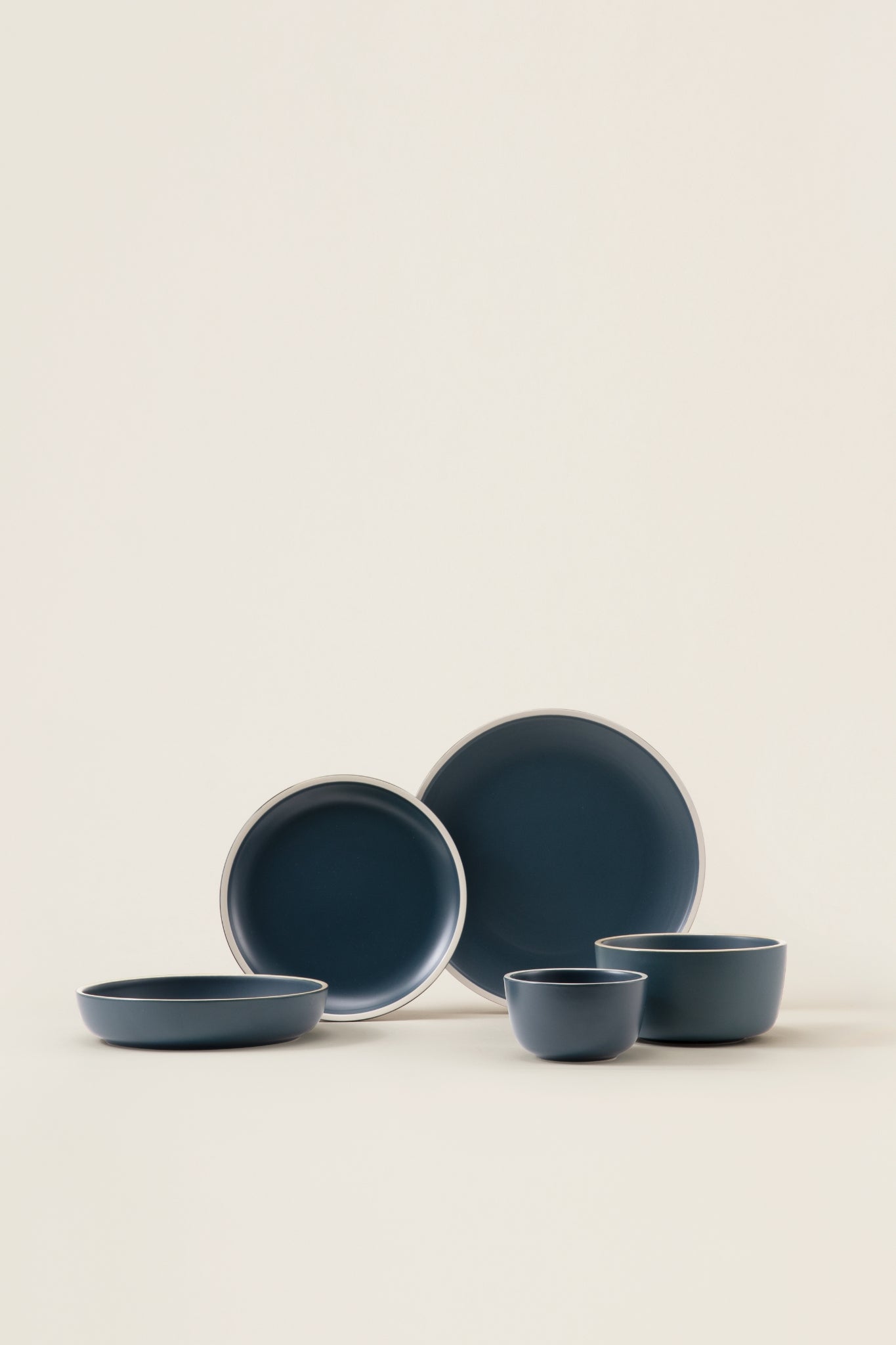 Matte Ceramic Deep Plates (Set of 4) - midnight blue