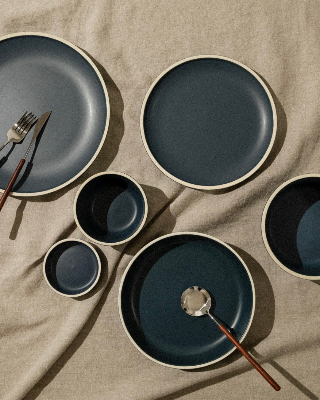 Matte Ceramic Deep Plates (Set of 4) - midnight blue