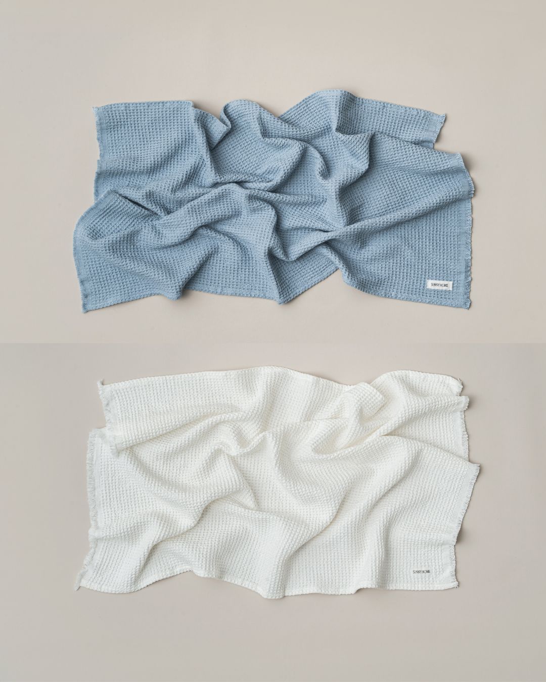 Everyday Waffle Towels Set of 4 - dusk blue - soft white