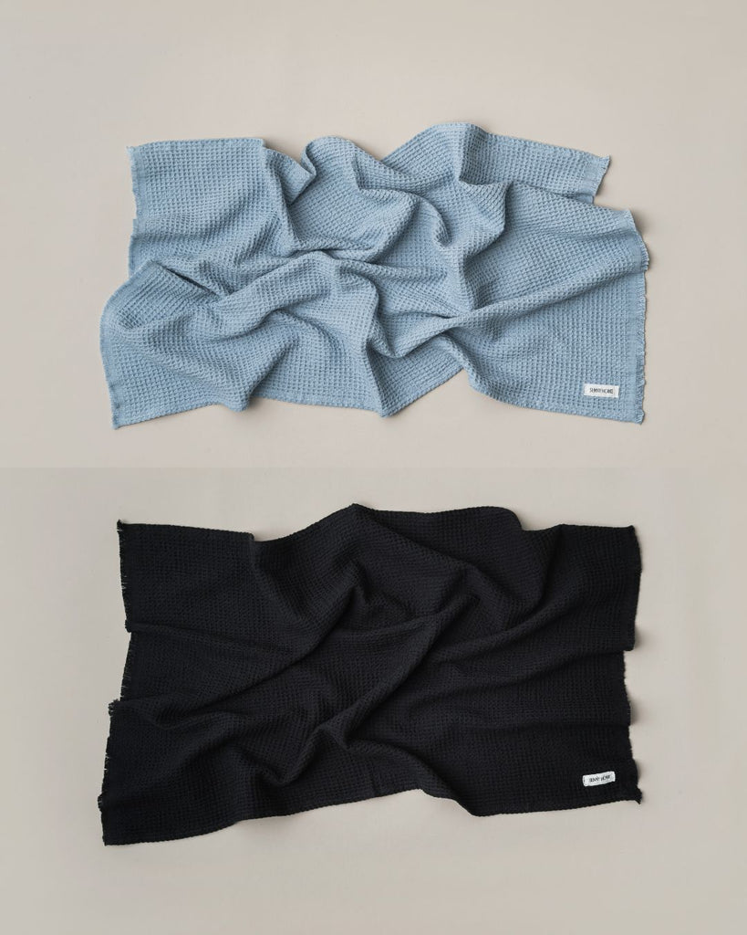 Everyday Waffle Towels Set of 4 - ink black - dusk blue