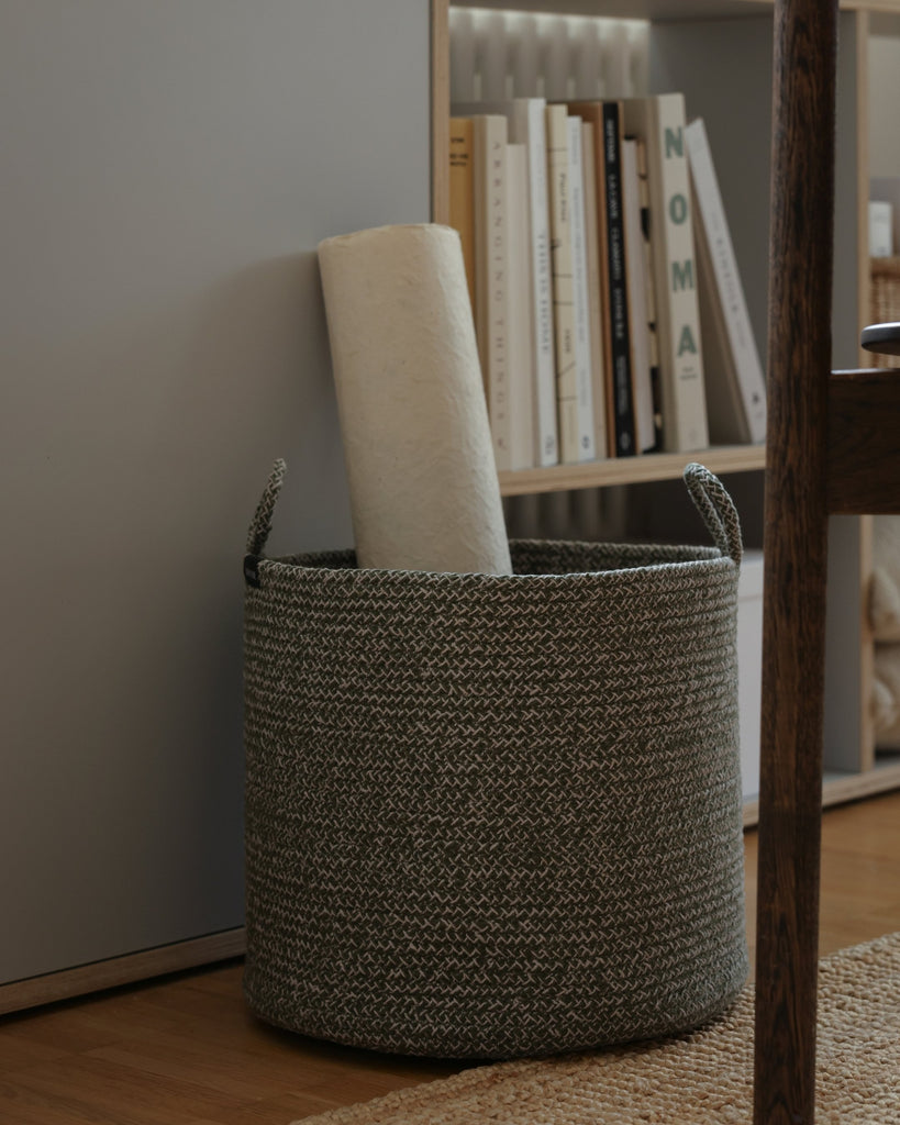 Green Melange Loops Cotton Rope Baskets - Green Melange Loops Cotton Rope Baskets