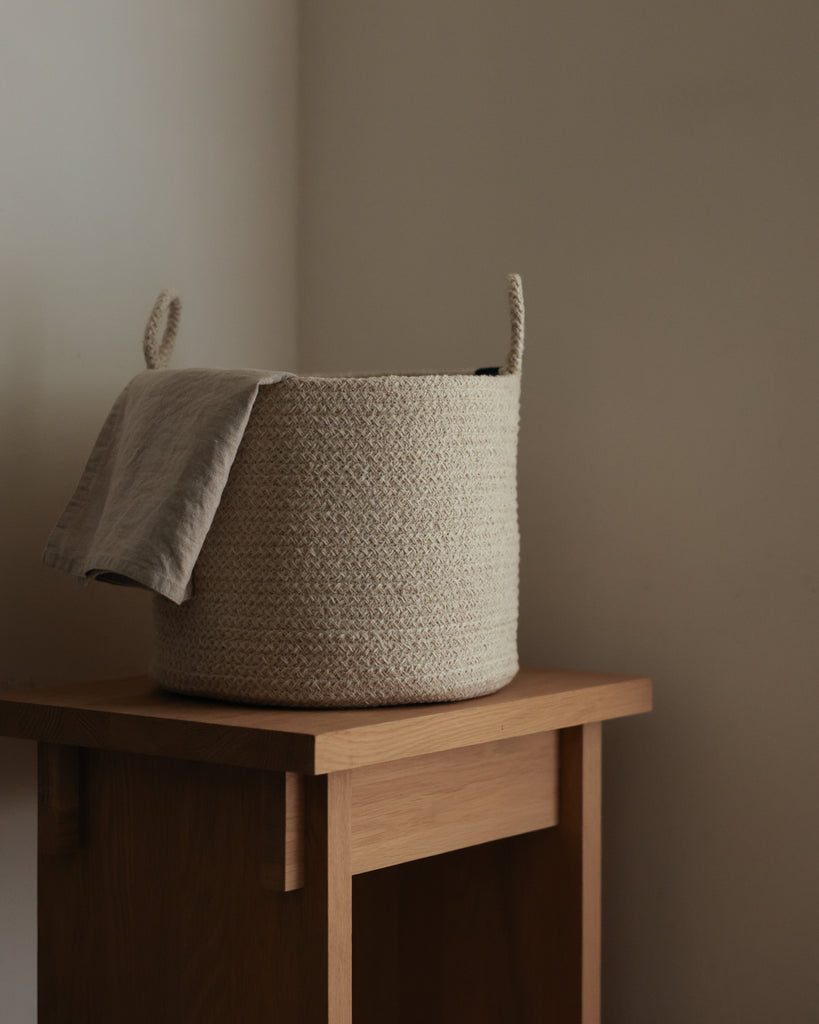 Beige Melange Loops Cotton Rope Baskets - Beige Melange Loops Cotton Rope Baskets