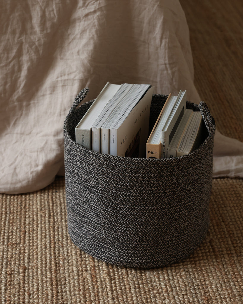 Gray Melange Loops Cotton Rope Baskets - Gray Melange Loops Cotton Rope Baskets