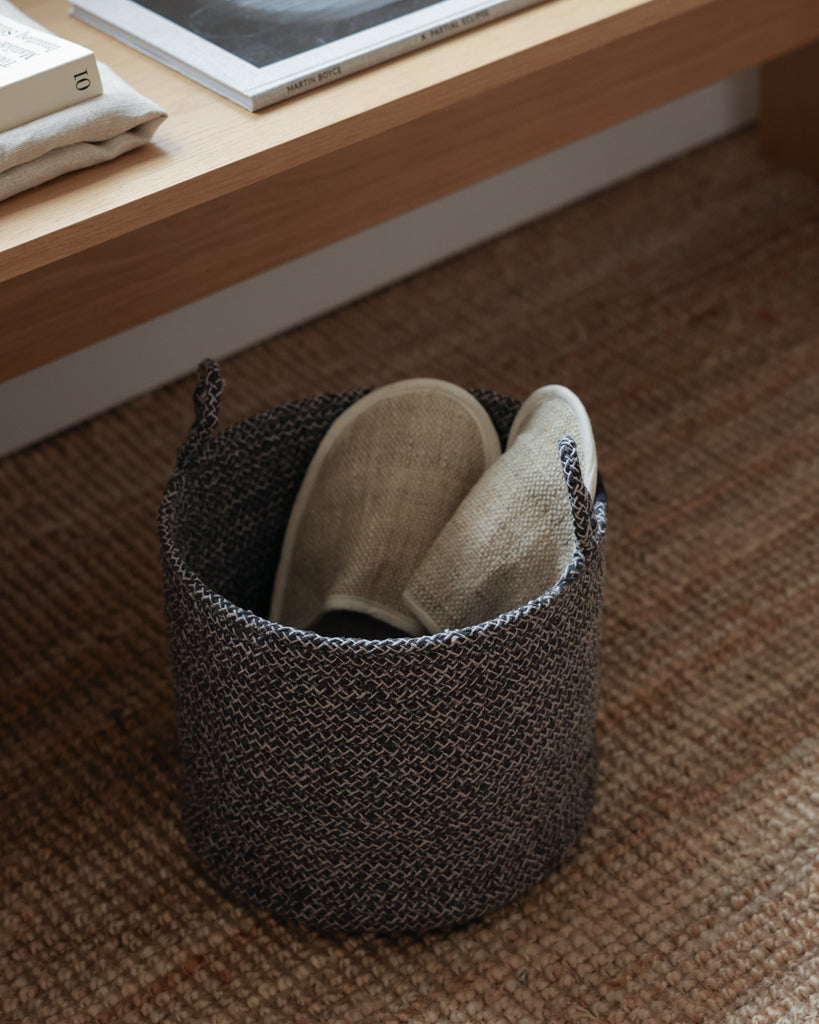 Gray Melange Loops Cotton Rope Baskets - Gray Melange Loops Cotton Rope Baskets