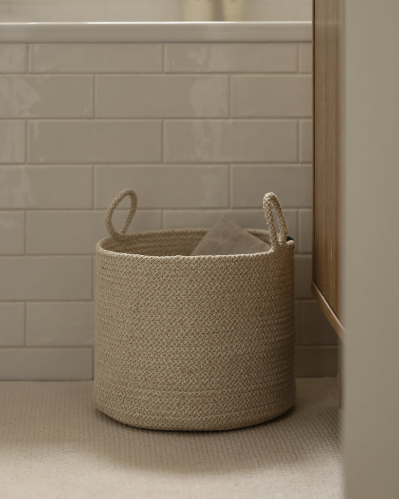 Beige Melange Loops Cotton Rope Baskets - Beige Melange Loops Cotton Rope Baskets