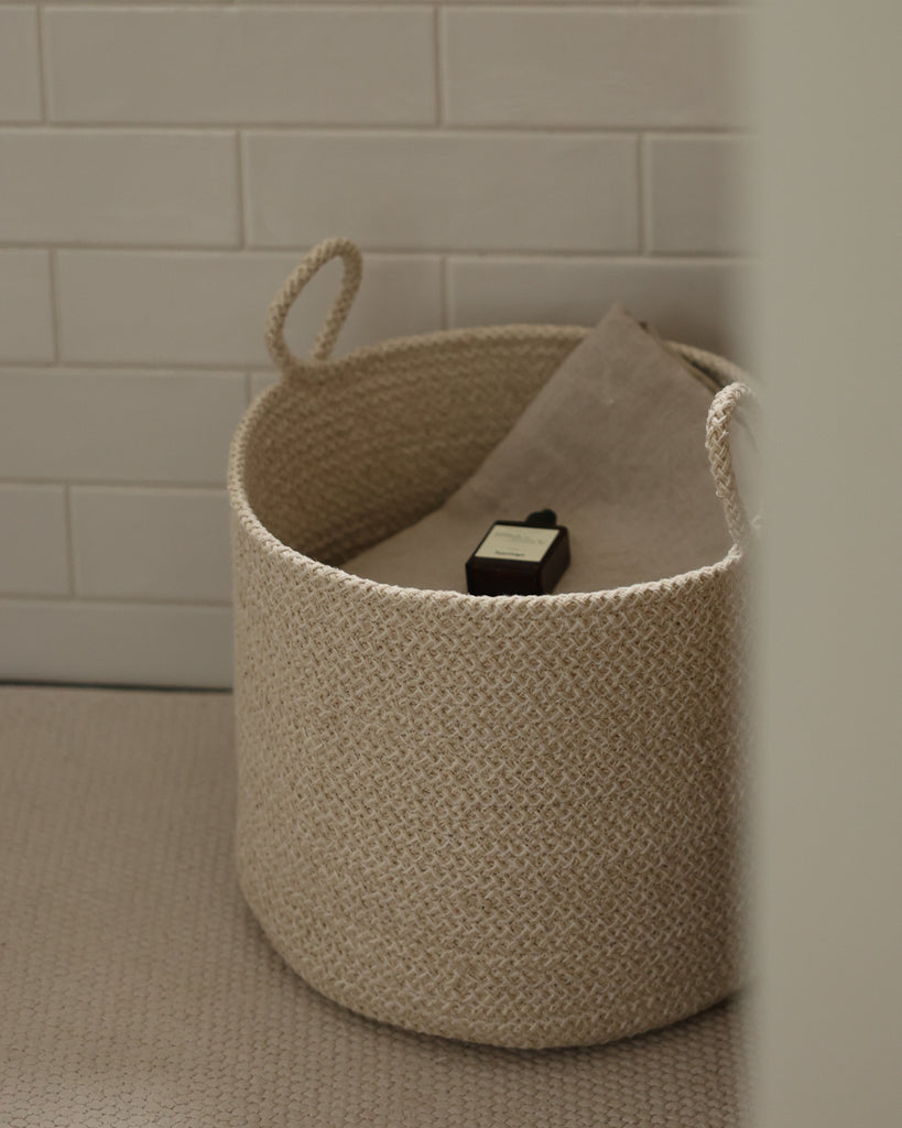 Beige Melange Loops Cotton Rope Baskets - Beige Melange Loops Cotton Rope Baskets