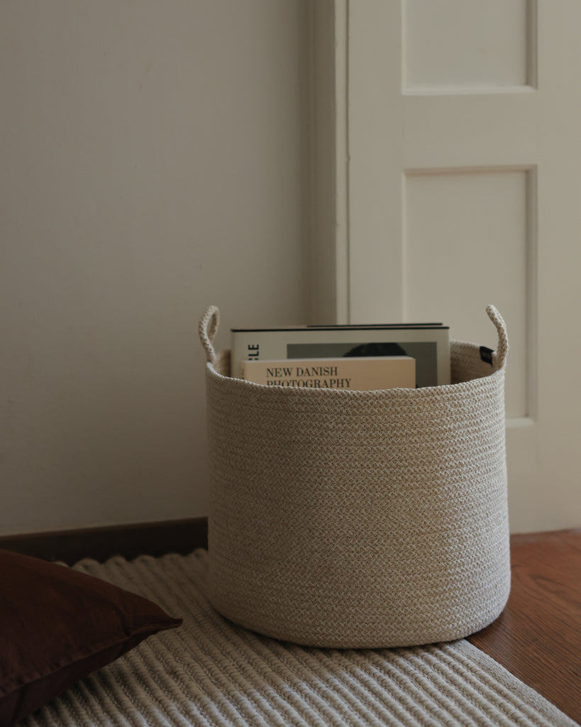 Beige Melange Loops Cotton Rope Baskets - Beige Melange Loops Cotton Rope Baskets