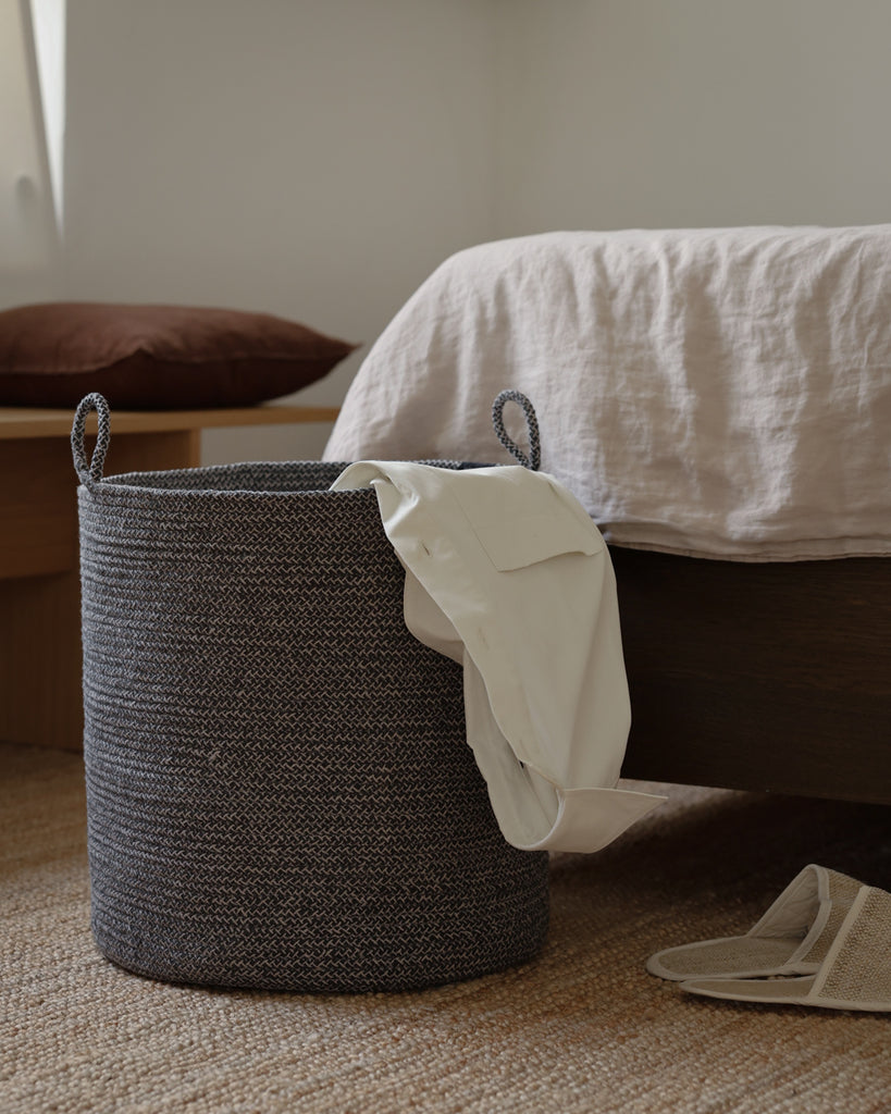 Gray Melange Loops Cotton Rope Baskets - Gray Melange Loops Cotton Rope Baskets
