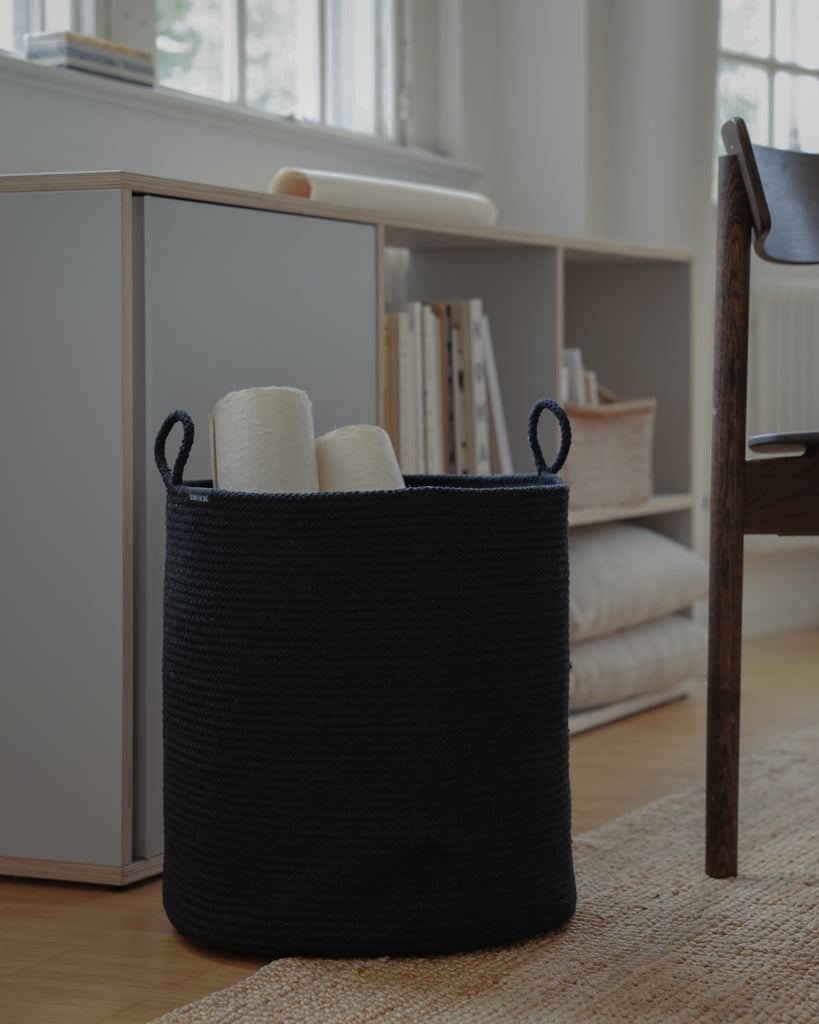 Black Loops Cotton Rope Baskets - Black Loops Cotton Rope Baskets