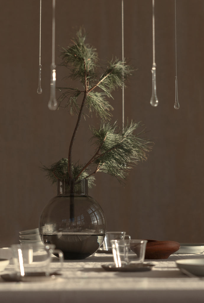 Ball Glass Vase - smoke gray