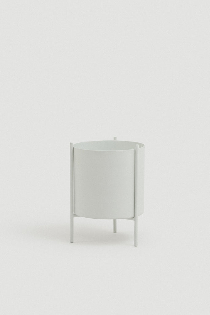 Small White Botanic Plant Pot with Stand - Small White Botanic Plant Pot with Stand