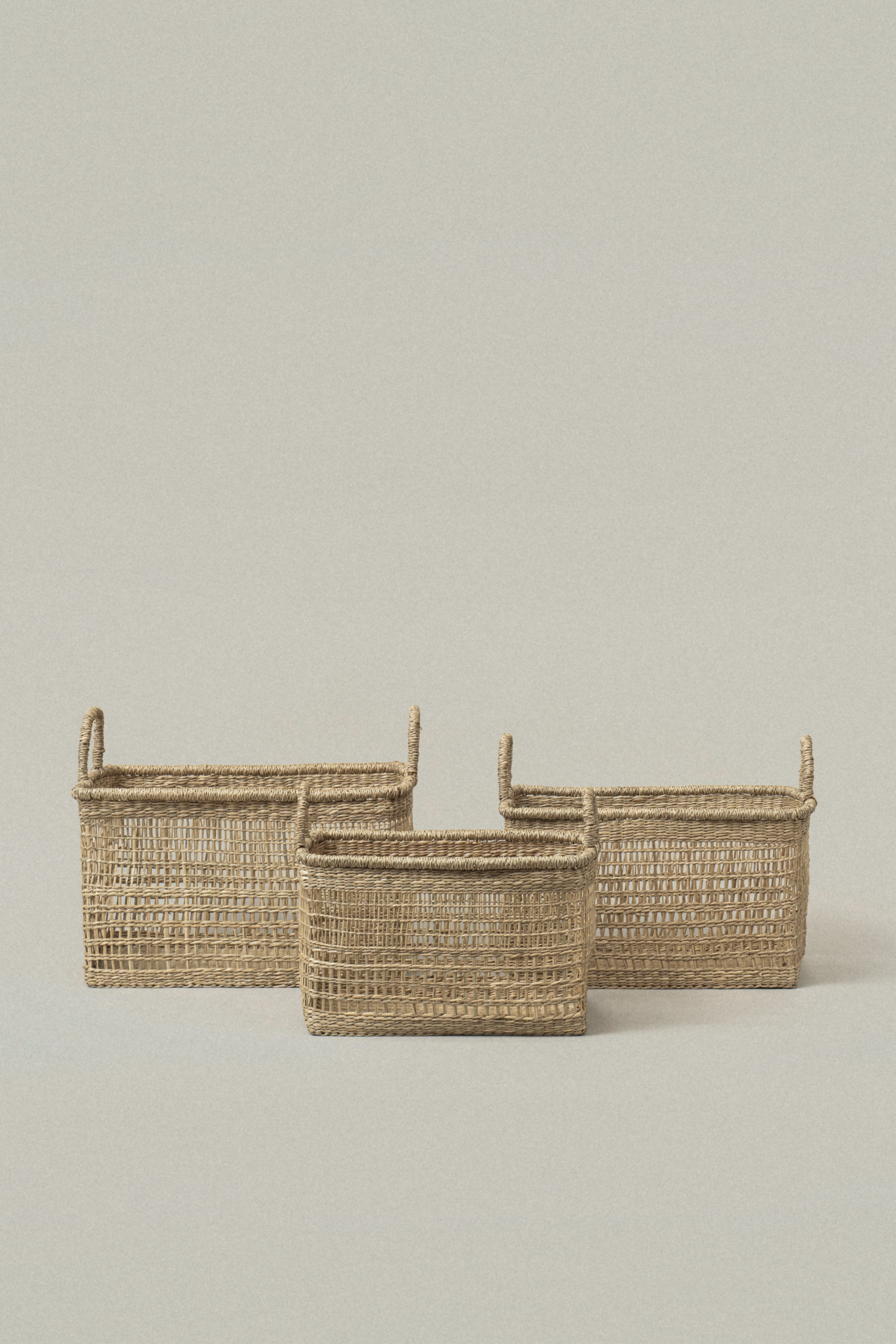 Medium Salema Rectangular Seagrass Basket with Handles - Medium Salema Rectangular Seagrass Basket with Handles