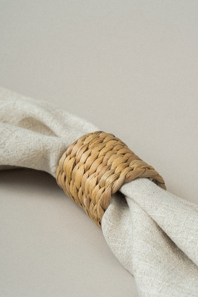 Dokmai Woven Water Hyacinth Napkin Rings (Set of 4) - featured