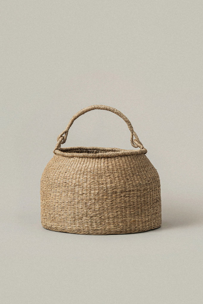 Satna Floor Seagrass Bucket Basket - Satna Floor Seagrass Bucket Basket