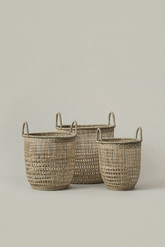 Salema Round Seagrass Basket with Handles - Salema Round Seagrass Basket with Handles