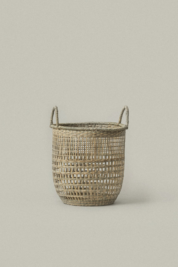 Medium Salema Round Seagrass Basket with Handles - Medium Salema Round Seagrass Basket with Handles
