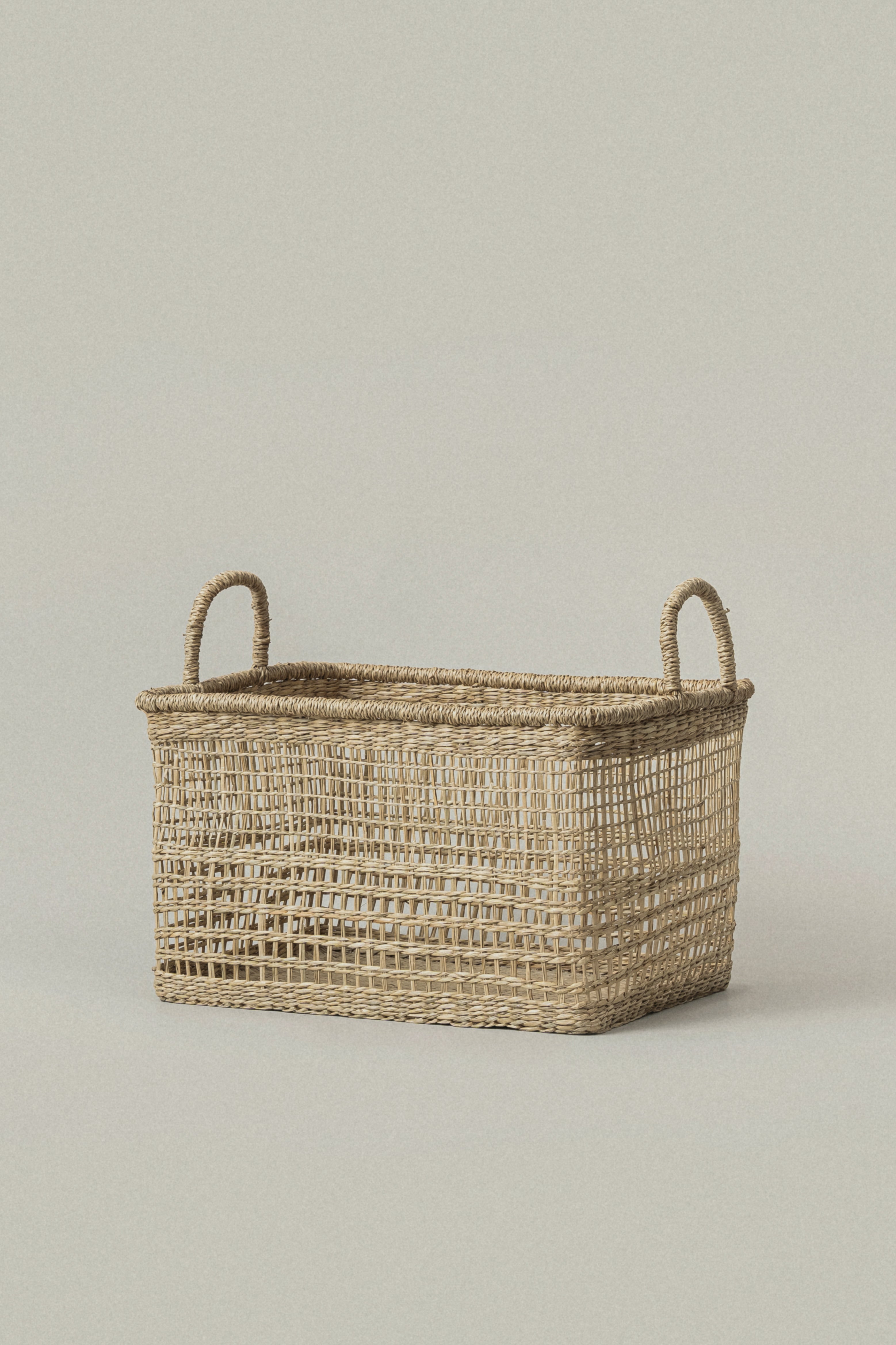 Pale Yellow Y-Weave Storage Basket, Large