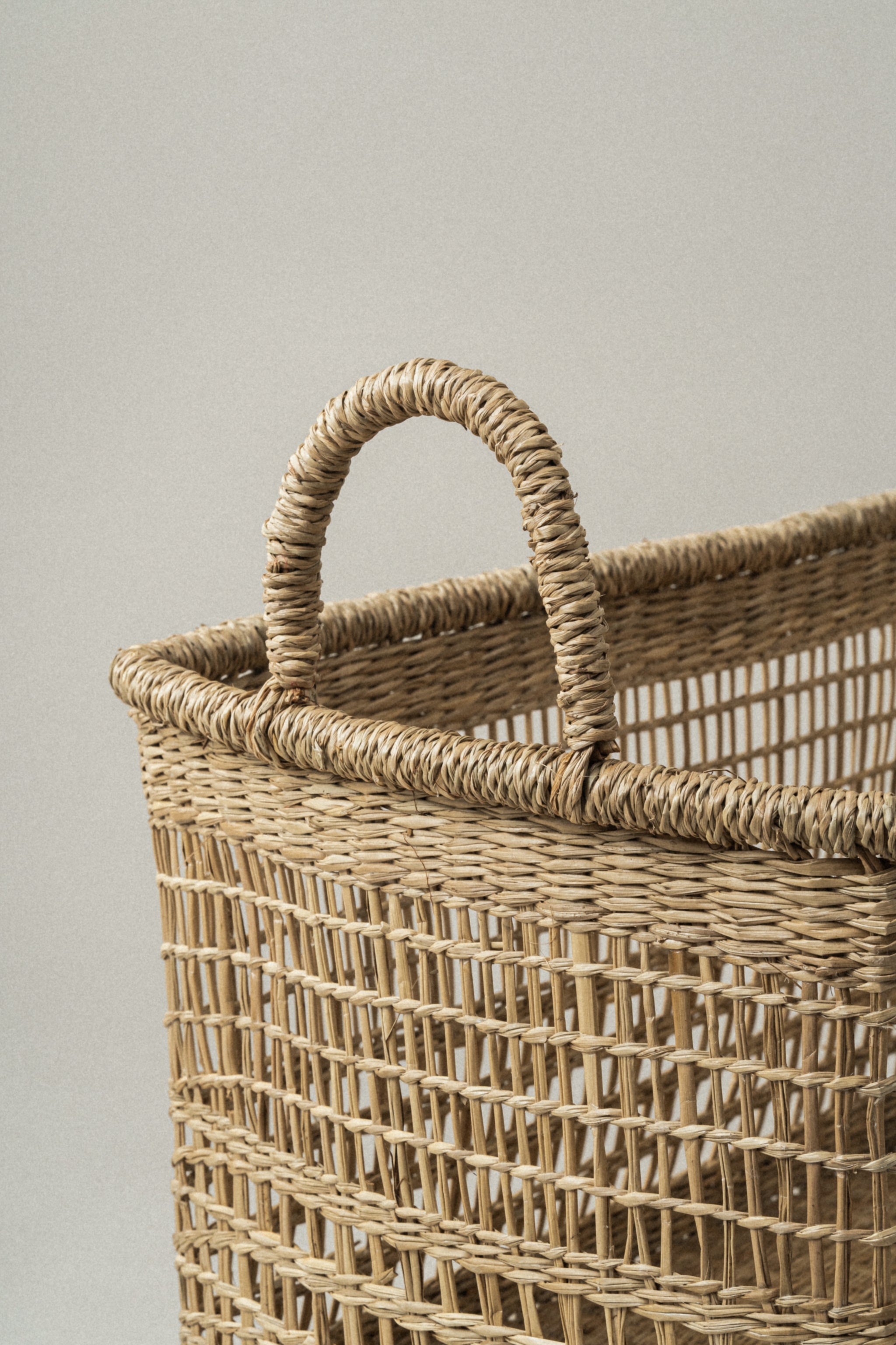 Small Salema Rectangular Seagrass Basket with Handles - Small Salema Rectangular Seagrass Basket with Handles