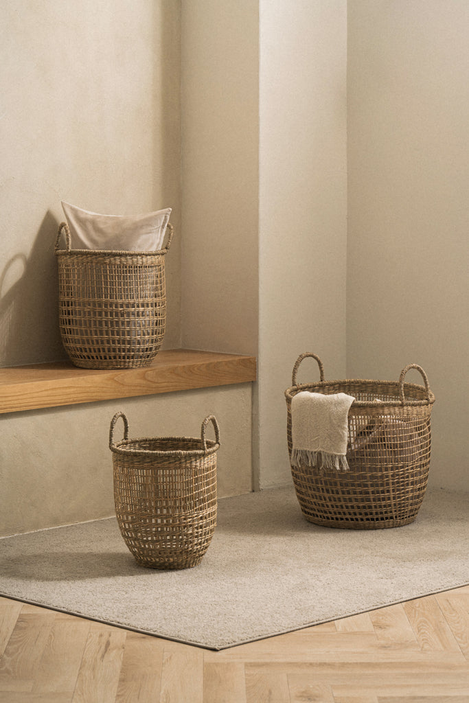 Medium Salema Round Seagrass Basket with Handles - Medium Salema Round Seagrass Basket with Handles